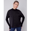 Satin Knit Top with Mock Neck - Black Satin Knit Top with Mock Neck - Black