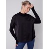 Satin Knit Top with Mock Neck - Black Satin Knit Top with Mock Neck - Black