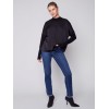 Satin Knit Top with Mock Neck - Black Satin Knit Top with Mock Neck - Black