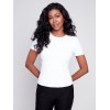 Short-Sleeved Super Stretch Top - White Short-Sleeved Super Stretch Top - White