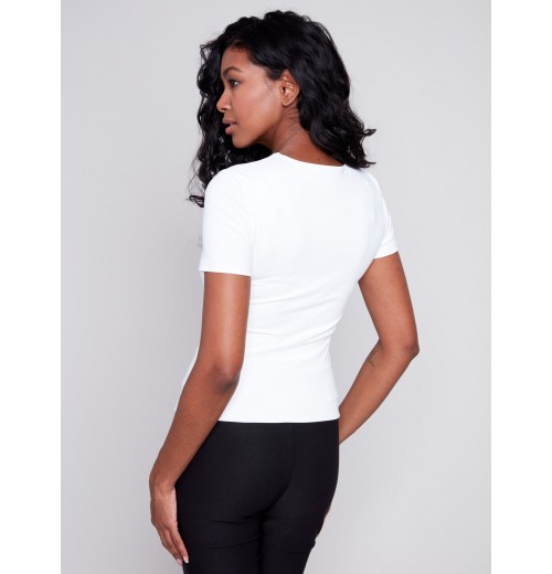 Short-Sleeved Super Stretch Top - White Short-Sleeved Super Stretch Top - White