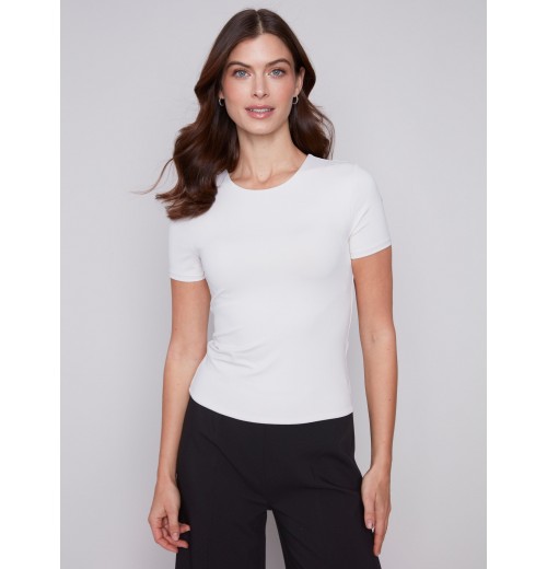Short-Sleeved Super Stretch Top - Natural Short-Sleeved Super Stretch Top - Natural