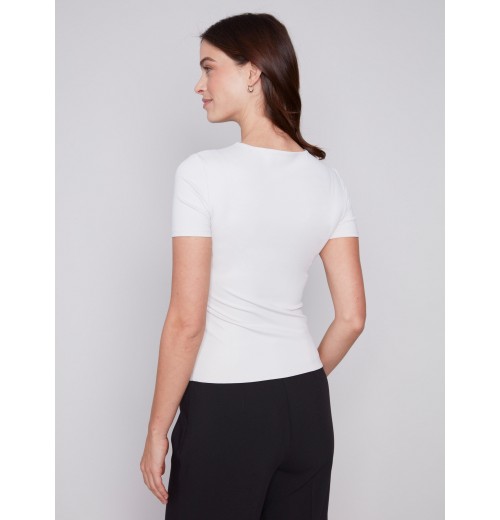 Short-Sleeved Super Stretch Top - Natural Short-Sleeved Super Stretch Top - Natural