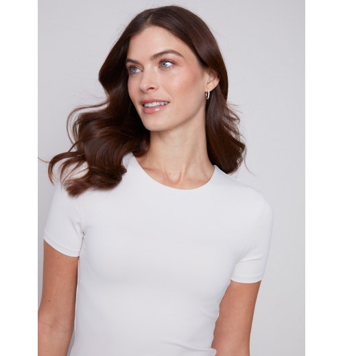 Short-Sleeved Super Stretch Top - Natural Short-Sleeved Super Stretch Top - Natural
