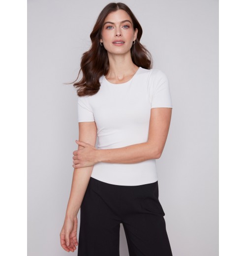 Short-Sleeved Super Stretch Top - Natural Short-Sleeved Super Stretch Top - Natural