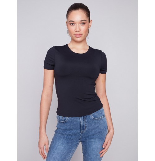 Short-Sleeved Super Stretch Top - Black Short-Sleeved Super Stretch Top - Black