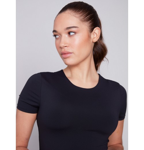 Short-Sleeved Super Stretch Top - Black Short-Sleeved Super Stretch Top - Black