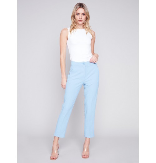 Side Slit Tapered Pants - Sky Side Slit Tapered Pants - Sky
