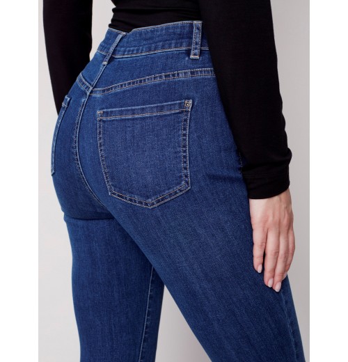 Skinny Jeans with Embroidered Scalloped Hem - Blue Jean Skinny Jeans with Embroidered Scalloped Hem - Blue Jean