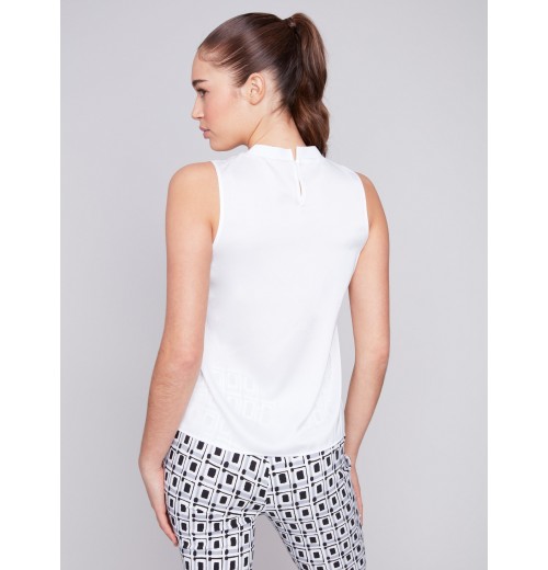 Sleeveless Satin Top - White Sleeveless Satin Top - White