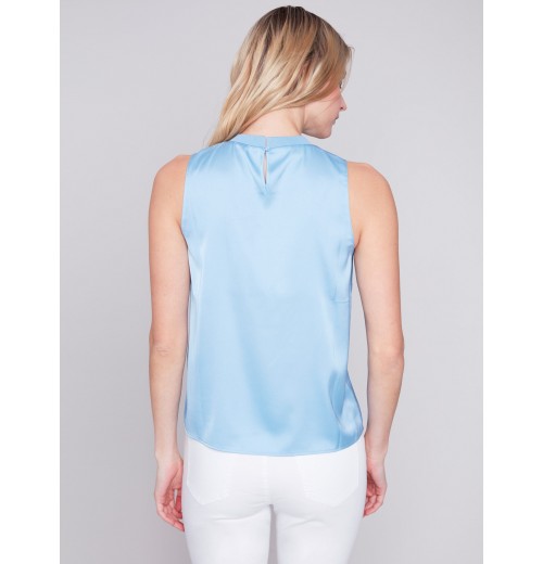 Sleeveless Satin Top - Sky Sleeveless Satin Top - Sky