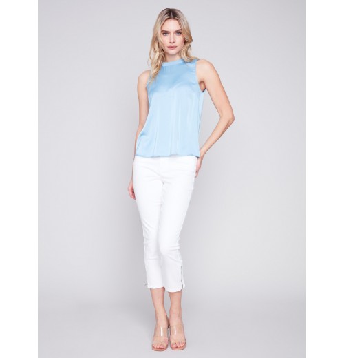 Sleeveless Satin Top - Sky Sleeveless Satin Top - Sky