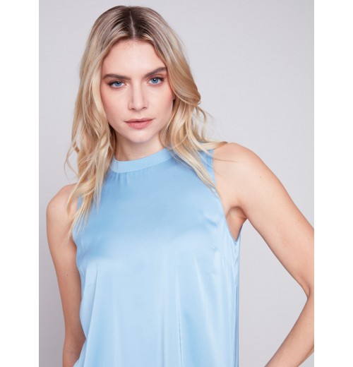 Sleeveless Satin Top - Sky Sleeveless Satin Top - Sky