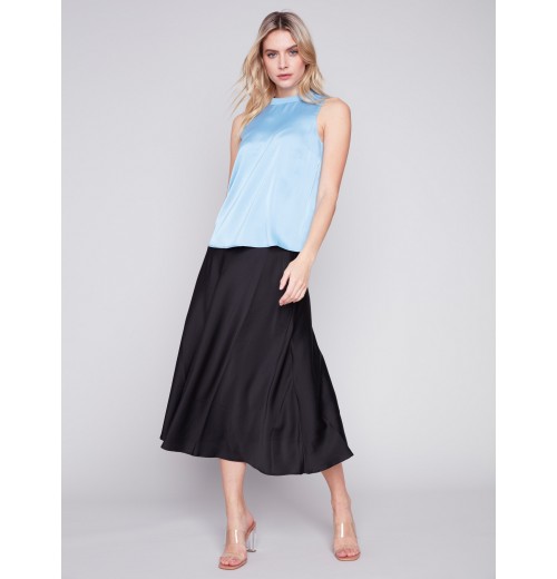 Sleeveless Satin Top - Sky Sleeveless Satin Top - Sky