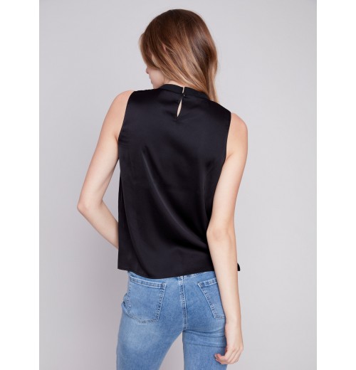 Sleeveless Satin Top - Black Sleeveless Satin Top - Black