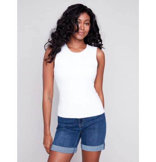 Sleeveless Super Stretch Top - White Sleeveless Super Stretch Top - White