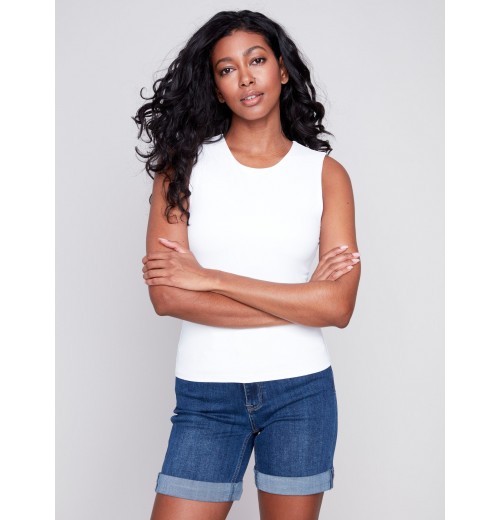 Sleeveless Super Stretch Top - White Sleeveless Super Stretch Top - White