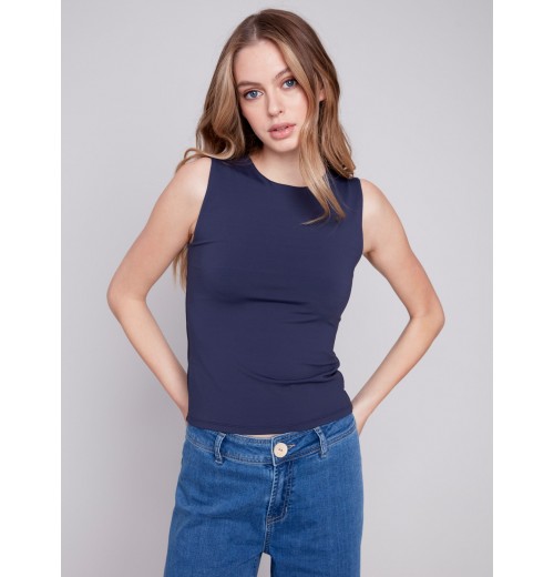 Sleeveless Super Stretch Top - Navy Sleeveless Super Stretch Top - Navy