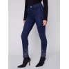 Slim Leg Jeans with Geometric Embroidery - Blue Black Slim Leg Jeans with Geometric Embroidery - Blue Black