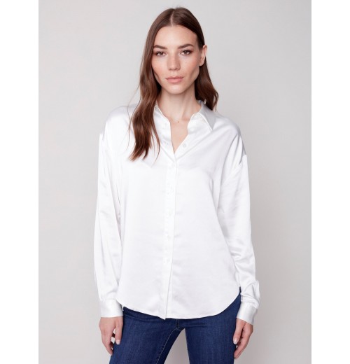 Solid Gutsy Satin Shirt - Ecru Solid Gutsy Satin Shirt - Ecru