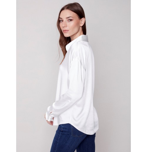 Solid Gutsy Satin Shirt - Ecru Solid Gutsy Satin Shirt - Ecru