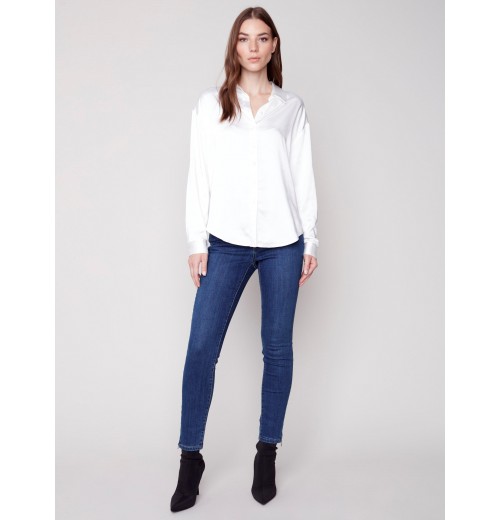 Solid Gutsy Satin Shirt - Ecru Solid Gutsy Satin Shirt - Ecru