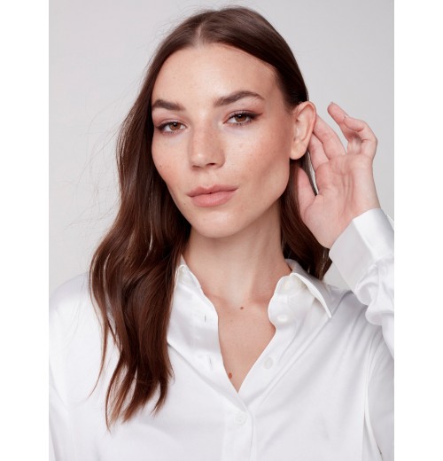 Solid Gutsy Satin Shirt - Ecru Solid Gutsy Satin Shirt - Ecru