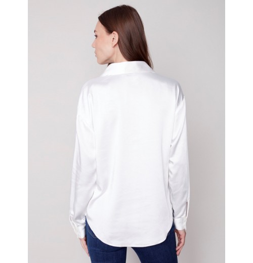 Solid Gutsy Satin Shirt - Ecru Solid Gutsy Satin Shirt - Ecru