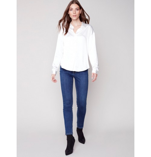 Solid Gutsy Satin Shirt - Ecru Solid Gutsy Satin Shirt - Ecru
