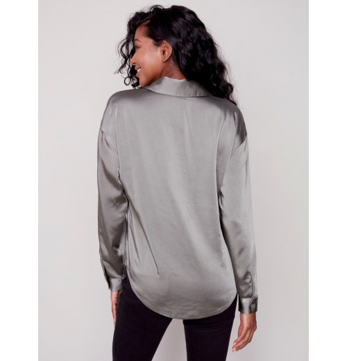 Solid Gutsy Satin Shirt - Spruce Solid Gutsy Satin Shirt - Spruce