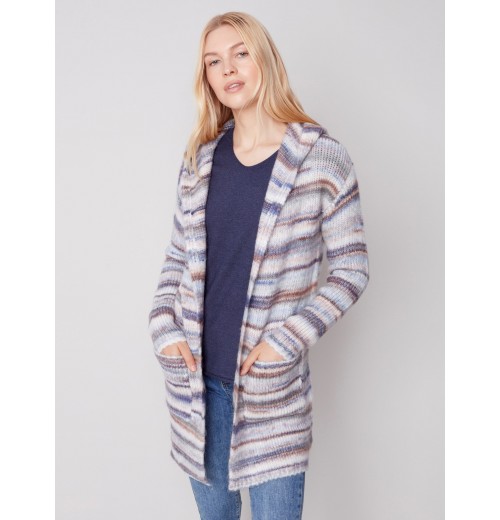 Space Dye Cardigan with Hood - Spruce Space Dye Cardigan with Hood - Spruce
