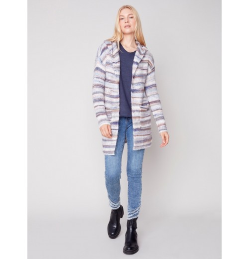 Space Dye Cardigan with Hood - Spruce Space Dye Cardigan with Hood - Spruce