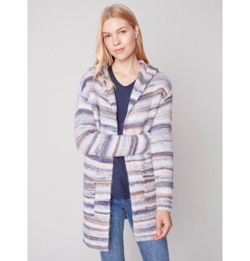 Space Dye Cardigan with Hood - Spruce Space Dye Cardigan with Hood - Spruce