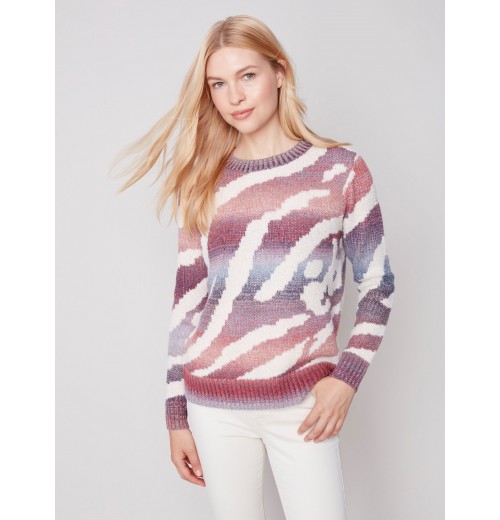 Space Dye Knit Sweater - Ruby Space Dye Knit Sweater - Ruby