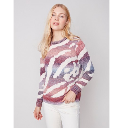 Space Dye Knit Sweater - Ruby Space Dye Knit Sweater - Ruby