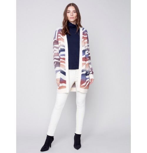Space Dye Long Knit Cardigan - Amethyst Space Dye Long Knit Cardigan - Amethyst