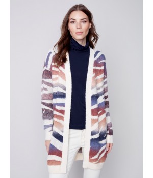 Space Dye Long Knit Cardigan - Amethyst