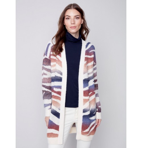 Space Dye Long Knit Cardigan - Amethyst Space Dye Long Knit Cardigan - Amethyst