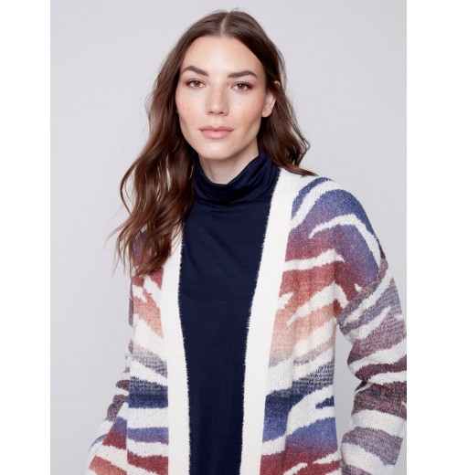 Space Dye Long Knit Cardigan - Amethyst Space Dye Long Knit Cardigan - Amethyst