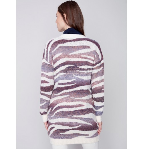 Space Dye Long Knit Cardigan - Amethyst Space Dye Long Knit Cardigan - Amethyst