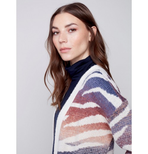 Space Dye Long Knit Cardigan - Amethyst Space Dye Long Knit Cardigan - Amethyst