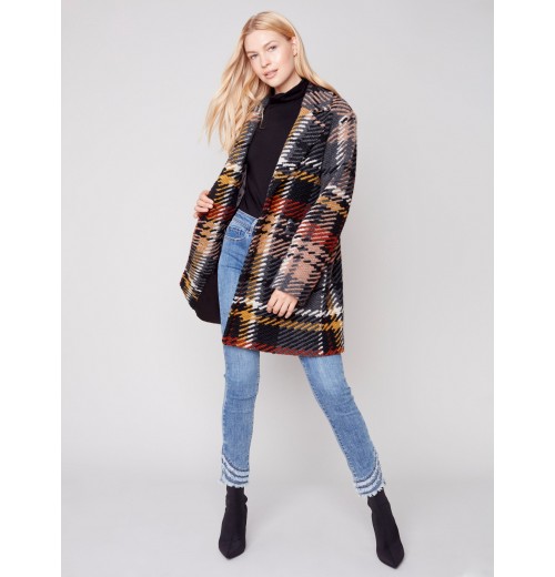Straight Cut Bouclé Knit Coat - Gold Straight Cut Bouclé Knit Coat - Gold