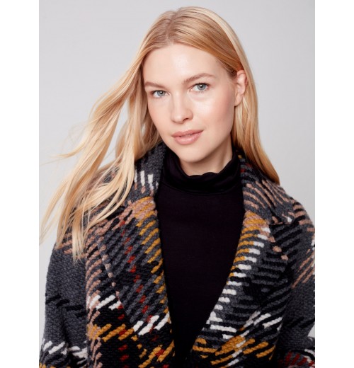 Straight Cut Bouclé Knit Coat - Gold Straight Cut Bouclé Knit Coat - Gold