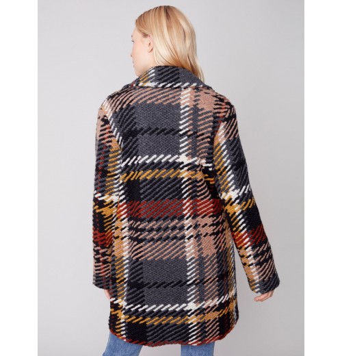 Straight Cut Bouclé Knit Coat - Gold Straight Cut Bouclé Knit Coat - Gold