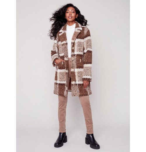 Straight Cut Bouclé Knit Coat - Powder Straight Cut Bouclé Knit Coat - Powder