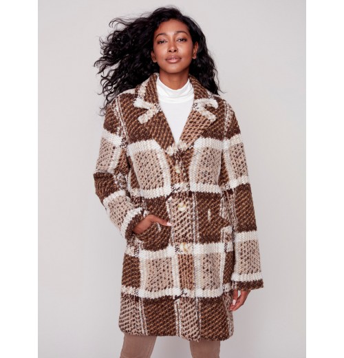Straight Cut Bouclé Knit Coat - Powder Straight Cut Bouclé Knit Coat - Powder