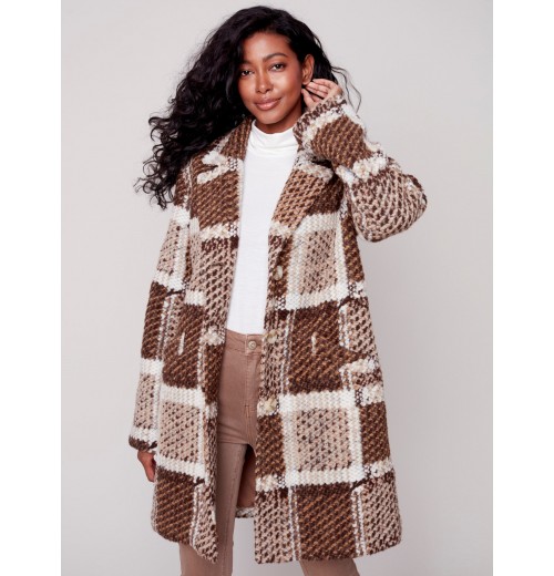 Straight Cut Bouclé Knit Coat - Powder Straight Cut Bouclé Knit Coat - Powder