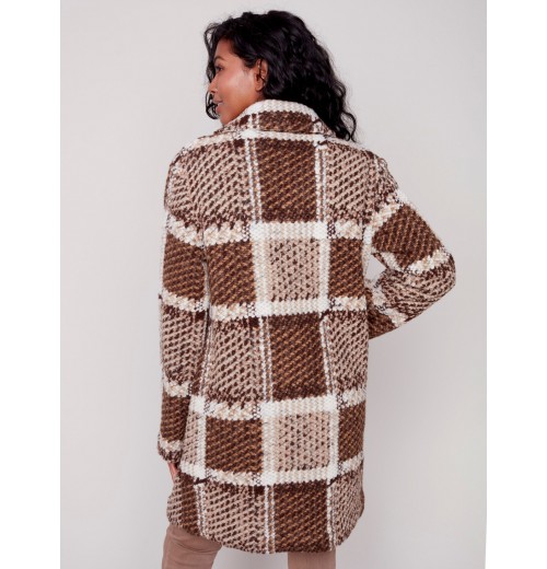 Straight Cut Bouclé Knit Coat - Powder Straight Cut Bouclé Knit Coat - Powder