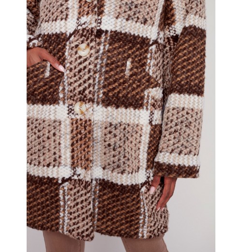 Straight Cut Bouclé Knit Coat - Powder Straight Cut Bouclé Knit Coat - Powder