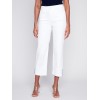 Straight Leg Jeans with Folded Cuff - White Straight Leg Jeans with Folded Cuff - White